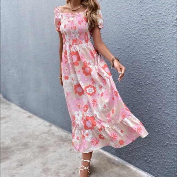 Boho floral print tie back A line dress - Picture 7 of 8